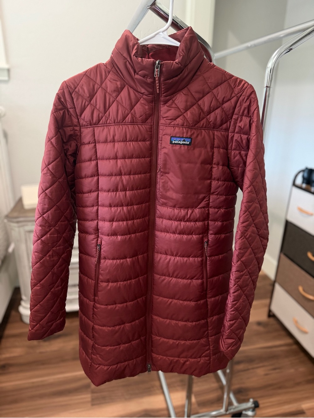 Patagonia Women's Long Quilted Puffer Jacket - Burgundy